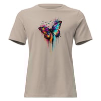 Image 5 of Women's Relaxed T-Shirt, Radiant Paint Drip Butterfly Colorful tee