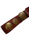 1970s pegasus brass and leather concho belt