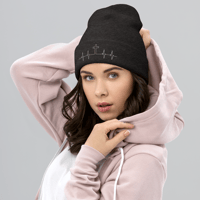 Image 7 of Cuffed Beanie (heart beat cross)