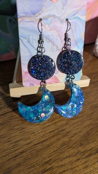 Image 1 of Blue Moon Stacked Dangles (Glowing Goddess)