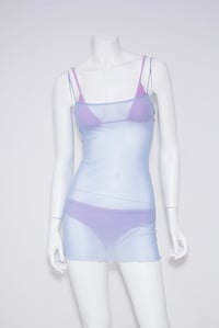 Image 1 of Mesh Mini Dress - Baby Blue 