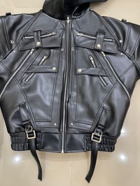 Image 4 of SS26 ‘M97-Redux’ Leather Hooded Bomber Jacket 