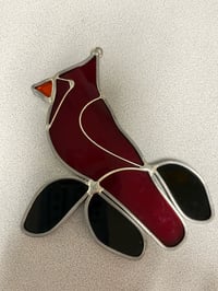Image 1 of Red Bird Stained Glass sun catcher art