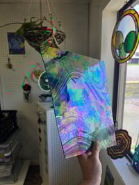Image 1 of 8x10 Black and Clear Iridescent Baroque Glass 
