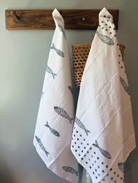 Image 4 of Fish Pattern Tea Towels  (SET OF 2) - Hand Stamped