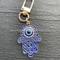 Image 2 of Evil Eye Hamsa Keychain 