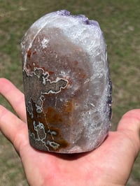 Image 2 of Amethyst Base Cut With Polished Agate #2494