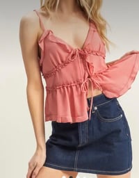 Image 2 of Sleeveless Ruffled Cami Top pink 