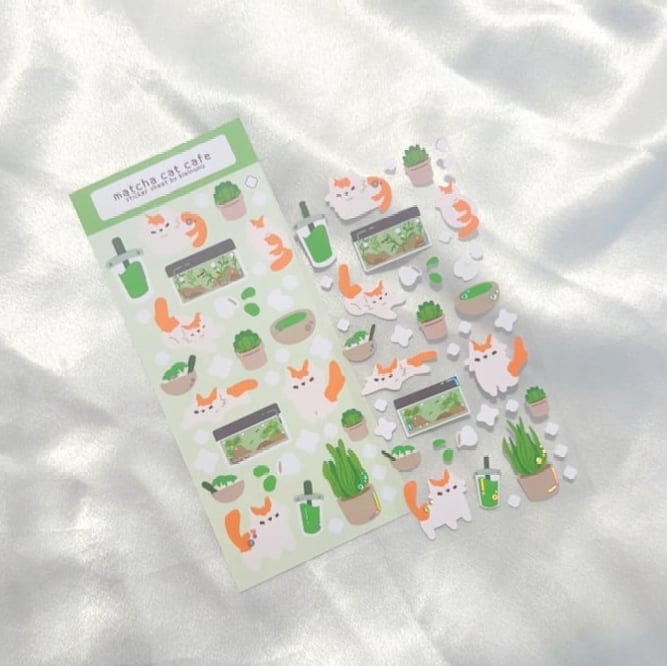 Image of Matcha Cat Sticker Sheet