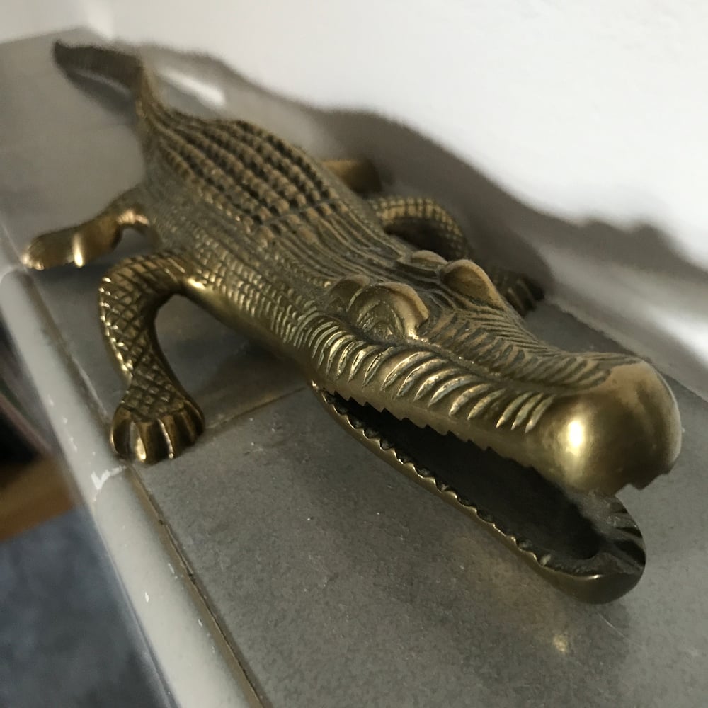 Image of Crocodile/Alligator Brass Figurine.