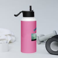 Image 4 of Stainless steel water bottle with a straw lid (light pink Psalms 9;11)