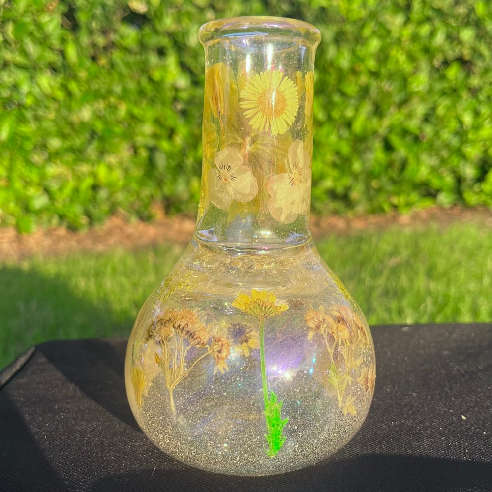 Image of citrine & yellow flowers holographic 6”