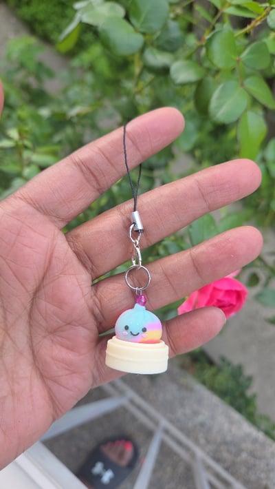 Image of Rainbow rhinestone dumpling phone charm,  Food phone charms, kawaii charms copy