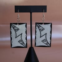Image 3 of Prayer feather pottery design earrings