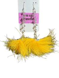 Bright yellow Caribou fur Pompom earrings 
