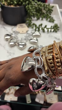 Image 2 of Silver chunky heart charmbracelet