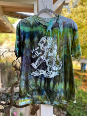 Image of MEDIUM Godzilla Be Gay Do Crime Tie Dye Shirt 4