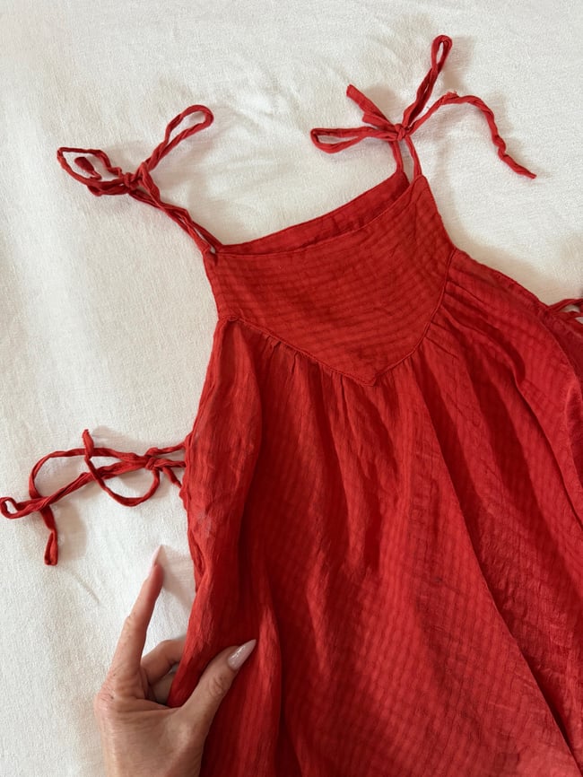 early 70s Indian cotton gauze tie top blouse tank 