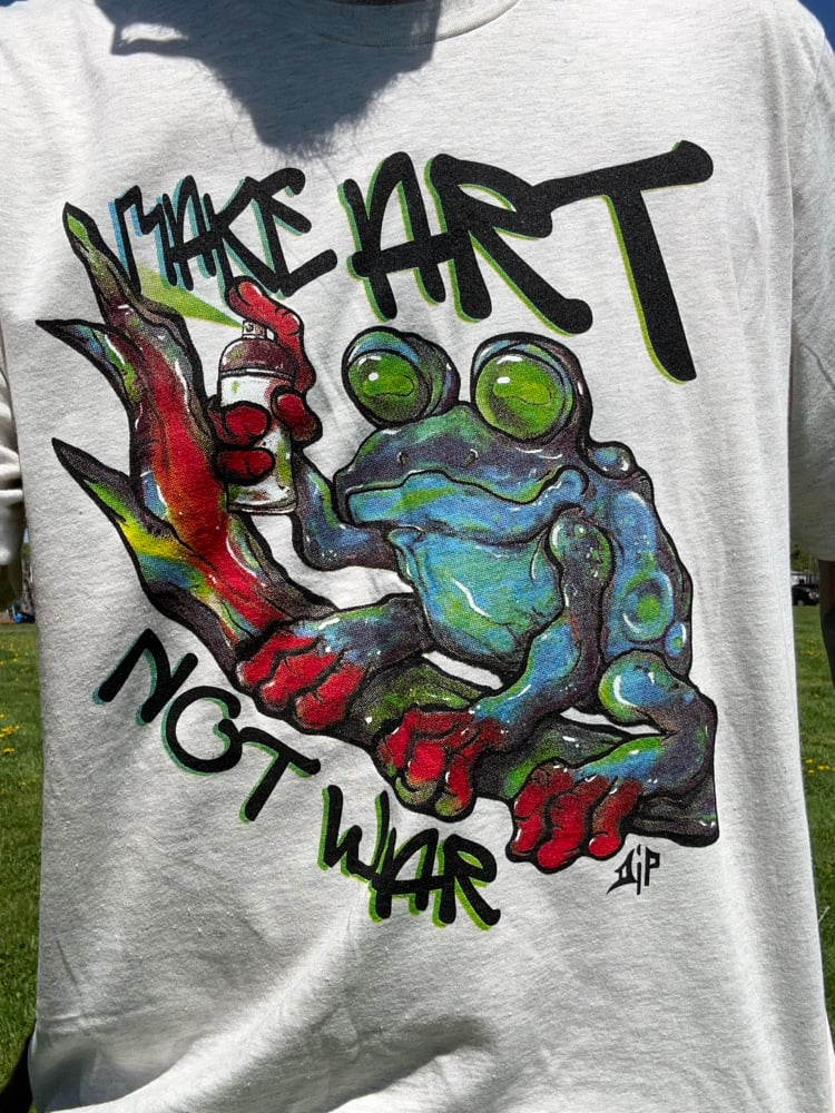 Image of Make Art Not War tshirt (Frogger edition)