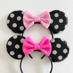 Image of Polka Dot Sequin Mouse Ears with Sequin Bow