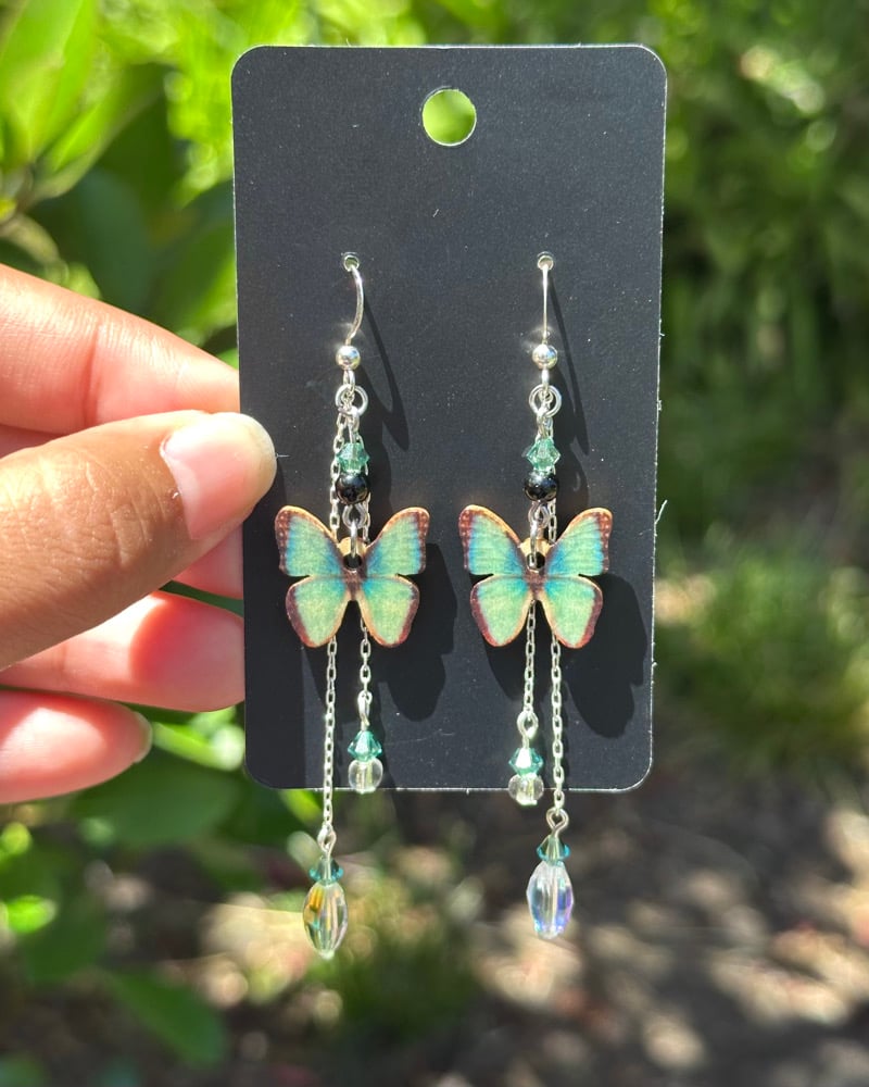 Image of wood butterfly dangles