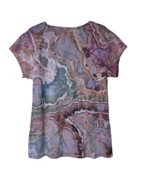 Image 4 of ♻️ UPCYCLED L Ladies V-Neck Tee in Earthy Geode Ice Dye