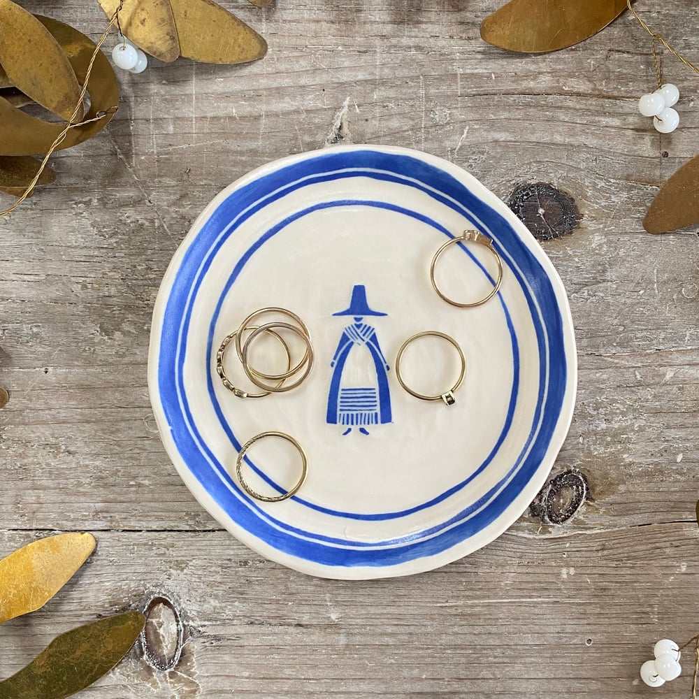 Image of Blue Welsh Lady Mini Plate/Trinket Dish