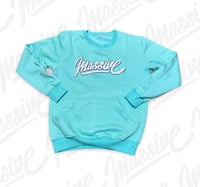 CHENILLE MASSIVE SCRIPT SWEATER - AQUA MINT