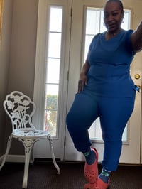 Image 1 of Royal Blue Jogger Scrub Set 