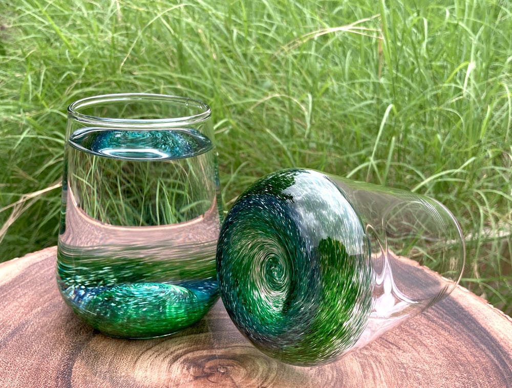 Image of Frit Tumbler - Experimental Green #5 set no.1