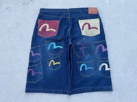 Image 1 of 2000s EVISU MULTIPOCKET DENIM SHORTS / SIZE 42