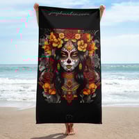 Image 1 of Towel Orange and Red Sugar Skull