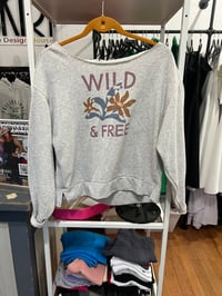 Image 1 of wild and free off shoulder sweatshirt 
