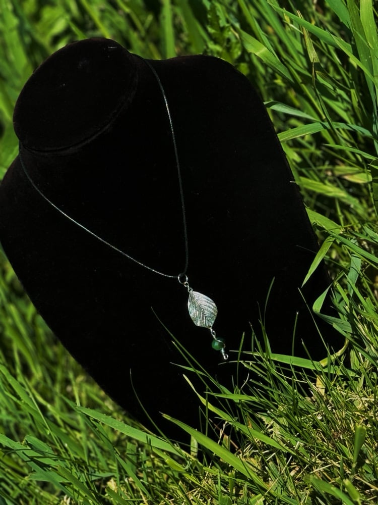 Image of Leaf Necklace w/ Glass Bead