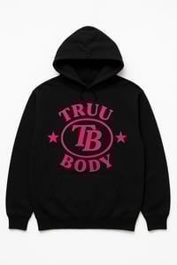 Image 2 of Truu Body Oversized Hoodie – Black with Hot Pink Logo
