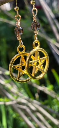 Image 2 of Smoky Pentacle Earrings