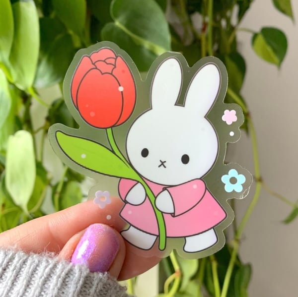 Image of CLEAR Miffy & Tulip Flower STICKER