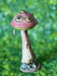 Image 4 of Mushroom with Eyes Hand Built Ceramic Magic Forest 