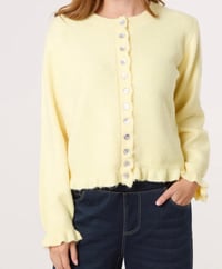 Image 1 of RUFFLE TRIM KNIT CARDIGAN