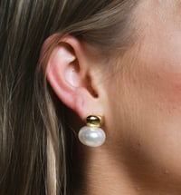 Image 1 of Pearl & Gold Stud Earrings 