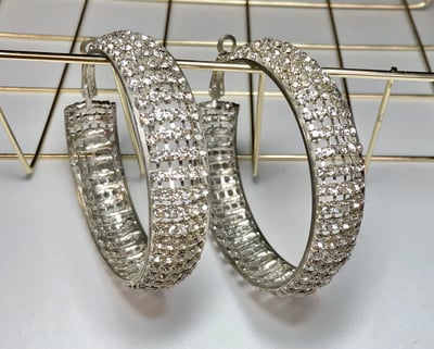 Image of Rhinestone Hoop Earrings 