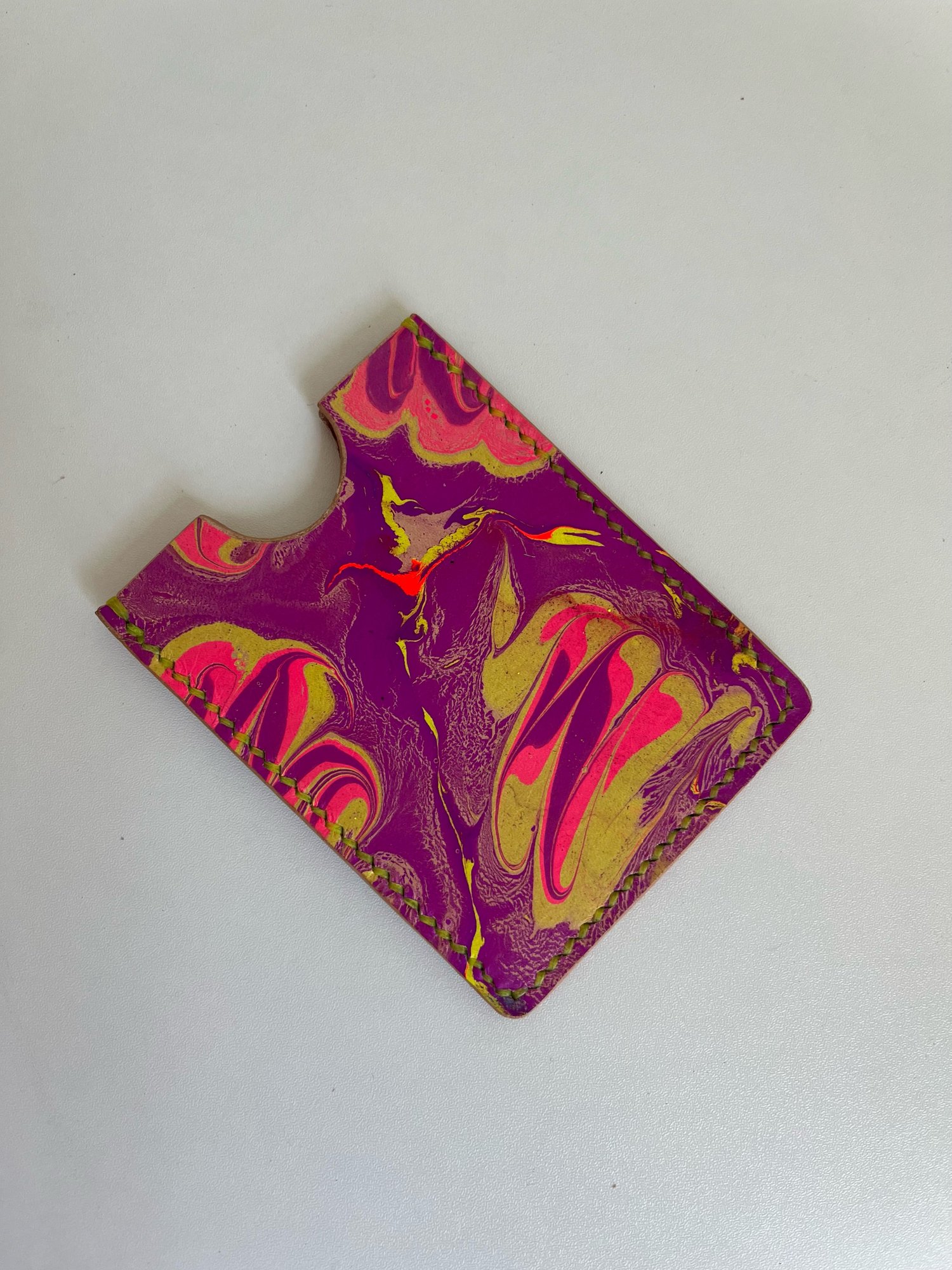 Image of Neon Purple/Yellow Marbled Cardholder 