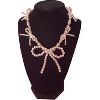 Image 1 of Faux Pearl Bow Necklace 