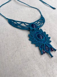 Image 2 of Macrame necklace with lapis lazuli 