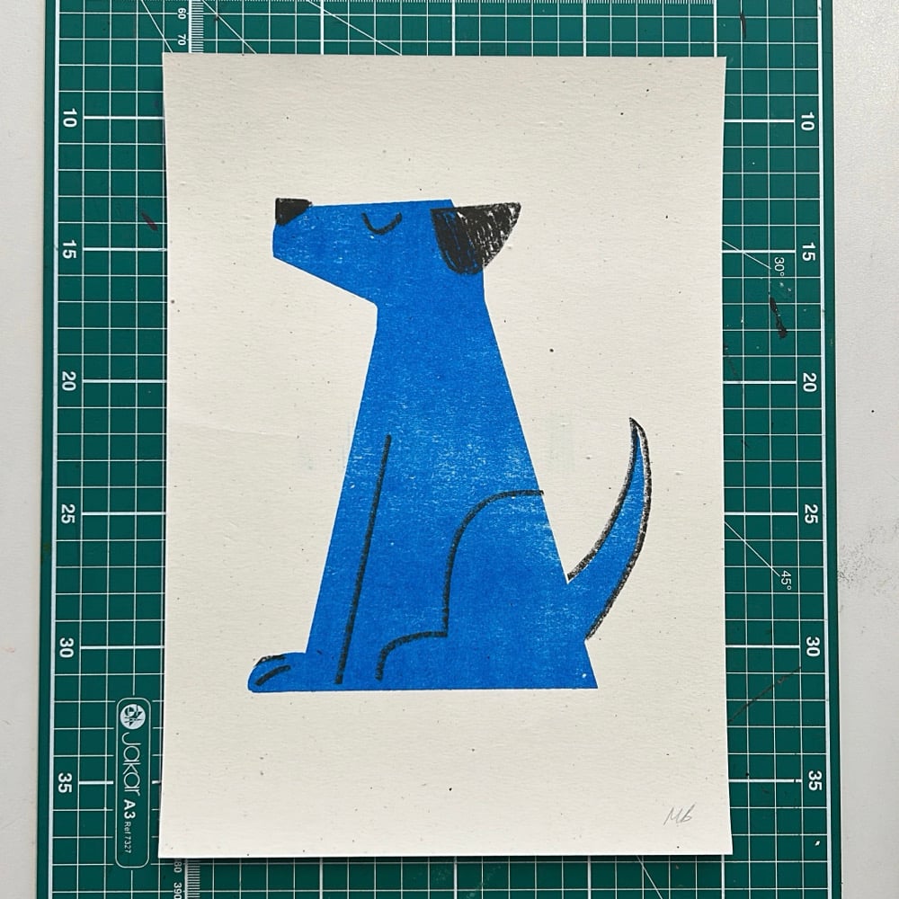 A4 Blue Hound Riso Print
