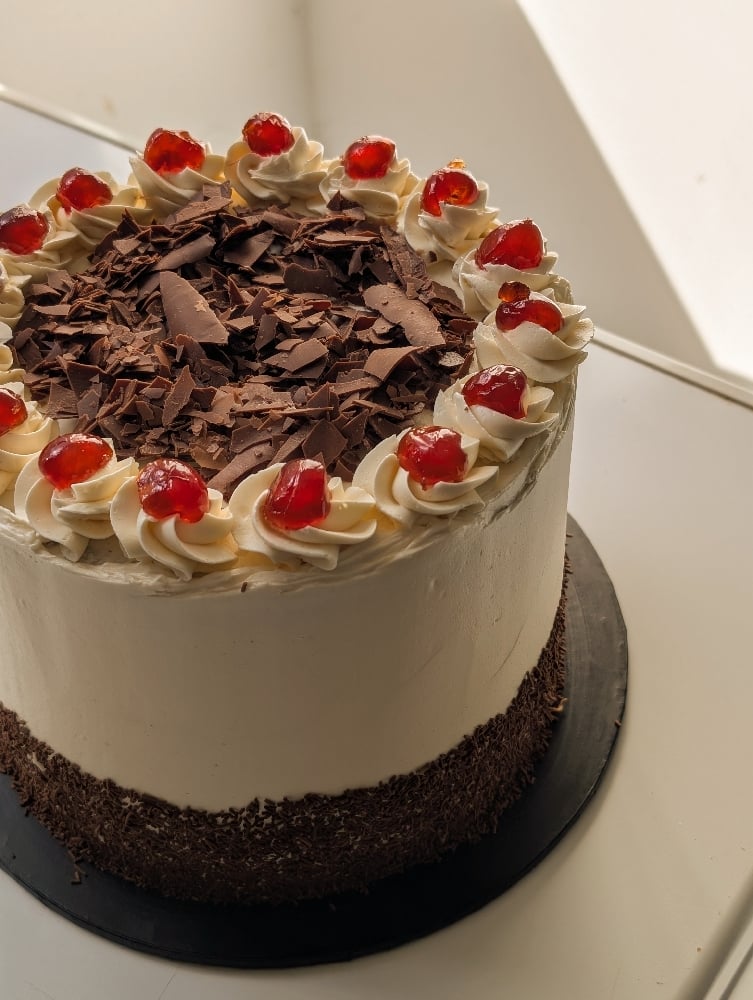 Image of Black Forest celebration cake 8 inch 