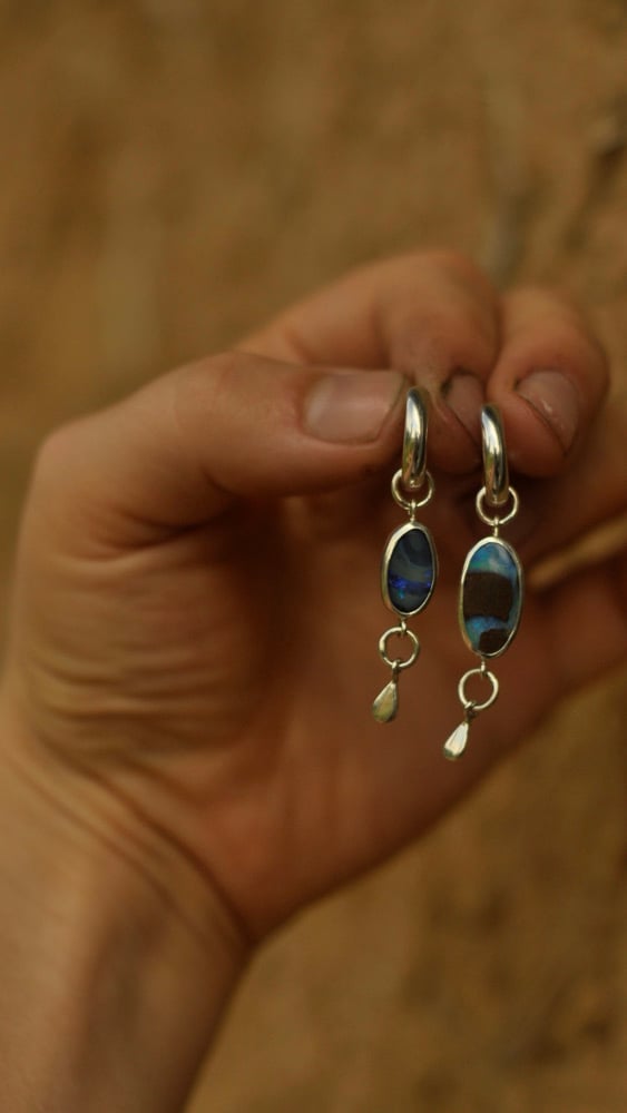 Image of Blue Boulder Hoops