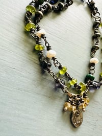 Image 9 of peridot and emerald double strand charm bracelet