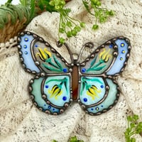 Image 3 of Folk Butterfly- Blue, lilac, yellow & green 