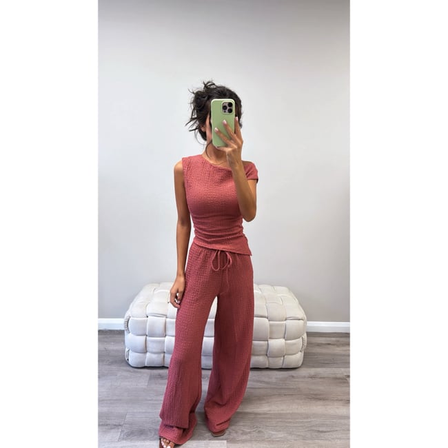Dusky Pink Crinkle Co Ord 